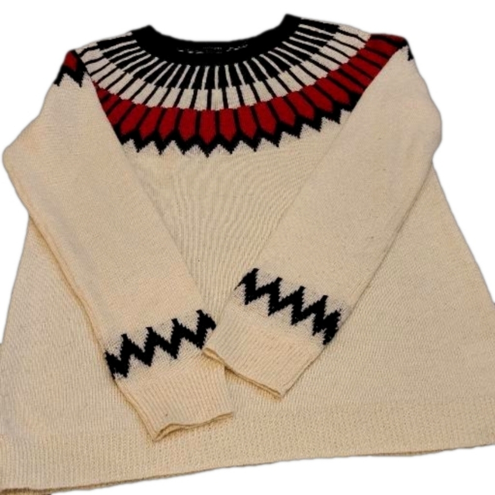 Talbots Women's Sweater - Red, Black, and Cream in a size medium - Picture 8 of 10